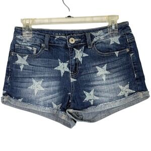 Vanilla Star Womens Star Print Denim Festival Shorts Blue Size 7 V31151-1